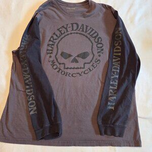 Harley Davidson long sleeve black & gray 3XL XXXL Skull on Front (41)